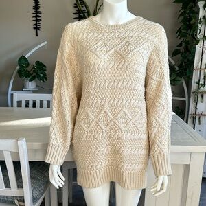 Vintage HAILEY & CO Y2K Cable knit cream chunky sweater LG